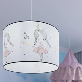 Detské závesné svietidlo Princess, 1x plastové tienidlo so vzorom, (fi 40cm)