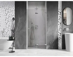 Mexen, Mexen Lunar-F pravé sklápacie sprchové dvere 75 cm, transparentné, chróm - 836-075-000-01-00-P