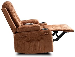 Masážne polohovateľné kreslo ARIEN hnedý zamat - vintino.sk