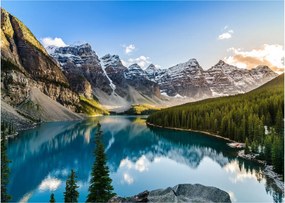Sklenený obraz - Kanada, Národný park Banff, Moraine Lake (70x50 cm)