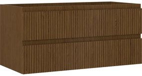 Mexen Rivel, kúpeľňová skrinka 100 cm, 2 zásuvky, drážkovaná, orech, 91A20-10047-2-BFF86