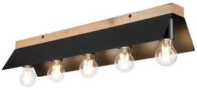 Stropné svietidlo ESME 5xE27/15W/230V čierna/dub