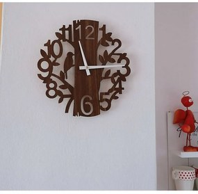 Drevené nástenné hodiny Vtáčik | Dizajnové hodiny na stenu | SENTOP HDF0162