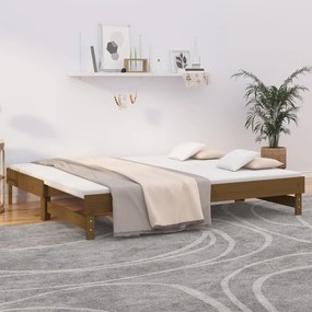 Rozkladacia denná posteľ medová 2x(80x200) cm borovicový masív 823387
