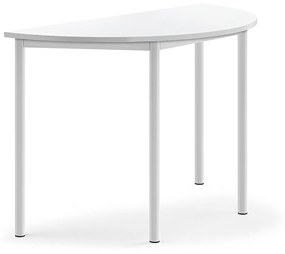 Stôl BORÅS, polkruh, 1200x600x760 mm, laminát - biela, biela