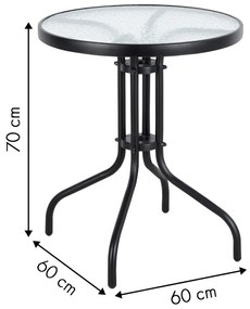 Záhradný stolík 60 cm čierny