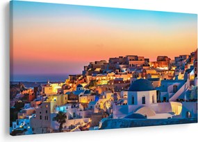 Obraz - Santorini pri zotmení (90x60 cm)