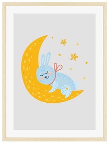 Sweet Dreams - zajko na mesiaci - obraz do detskej izby Bez rámu  | Dolope