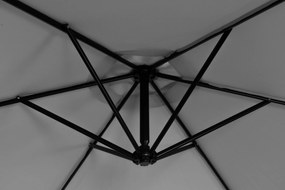 Veľký záhradný slnečník s ramenom, skladací, 3m, GREY