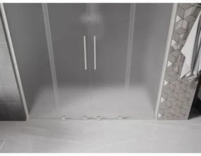 Mexen Velar L Duo, posuvné sprchové dvere do otvoru 170 cm, 8mm sklo námraza, brúsená oceľ, 871-170-003-32-97