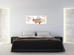 Obraz - Akvarelový slon v lietadle (120x50 cm)