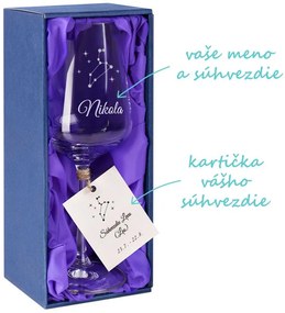 Pohár na víno súhvezdia Leva s kryštálmi