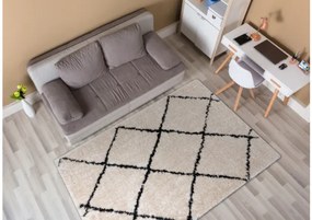 Koberec FLUFFY 2373 shaggy kratka, trellis - krém / antracit