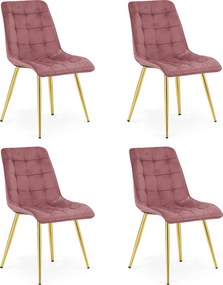 AKCIA Jedálenská stolička SPLIT VELVET so zlatými nohami, tmavoružová II. akosť