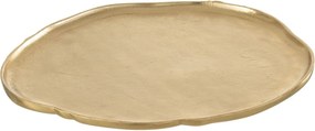 Zlatý raw kovový podnos s nepravidelným okrajom - 35*31*1cm