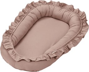 Hniezdo pre bábätko s volánom broskyňová 83x54cm
