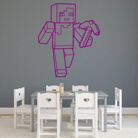 Veselá Stena Samolepka Minecraft krompáč Farba: fialová, Veľkosť: 60 x 50 cm