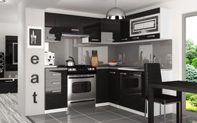 Kuchynská linka Belini 360 cm čierny lesk s pracovnou doskou Lidia  INF LIDIA/5/WT/B/0/F
