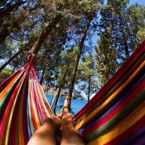 Bluegarden Bluegarden, závesná hojdacia sieť s drevenou oporou pre 1 osobu 90x200cm Hammock 400257, žltá, OGR-09033