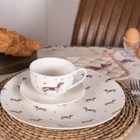 Porcelánový dezertný tanier s jazvečíkmi Dachshund Love - Ø 20cm