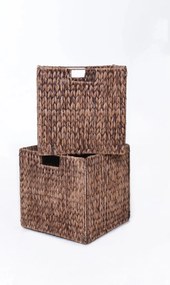 Sada policových boxov NEW ASIA, 2-set, vodný hyacint, 32x32x32 cm, hnedá