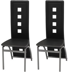 Jedálenské stoličky 2 ks, čierne, umelá koža