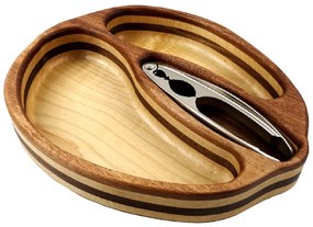 AMADEA Drevená miska skladaná v tvare orecha s luskáčikom, masívne drevo 3 druhy, rozmer 28x23x4, 50 cm