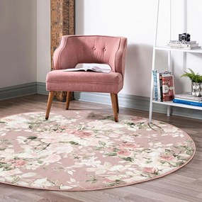 Svetloružový prateľný okrúhly koberec vhodný pre robotické vysávače ø 120 cm Comfort – Mila Home
