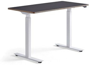 Výškovo nastaviteľný stôl NOVUS, 1200x600 mm, biely rám, čierna doska