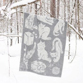 Vlnená deka Kissanpäivät 130x180, sivo-biela
