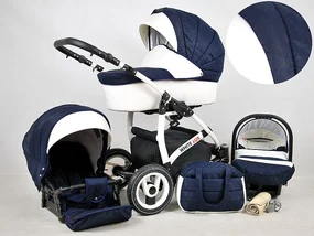 Detský kočík Rafpol White Lux - Navy Blue (2-kombinácia)