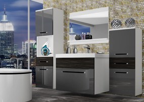 Kúpeľňový nábytok Belini šedý lesk / eben kráľovský + umývadlo + zrkadlo  ROD PM 5/0/W/SHK/0/ZW