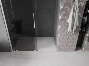 Mexen Velar, posuvné sprchové dvere do otvoru 150 cm, 8mm šedé sklo, brúsená oceľ, 871-150-000-41-97