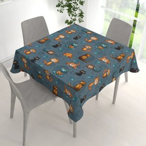 Biante Detský bavlnený štvorcový obrus Sandra SA-705 Mačacia partia na tmavo sivomodrom 40x40 cm