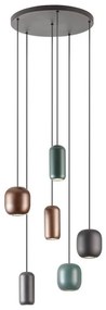 Redo 01-3482 - Luster na lanku BOOM 6xGU10/10W/230V pr. 48 cm čierna/zelená/hnedá