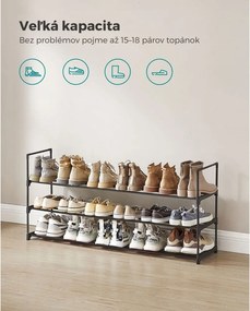 Regál na topánky TORINO, 3 police, 30x116x55cm, čierna SongmicsHome