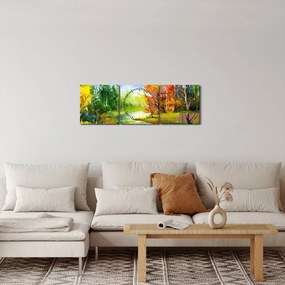 Obraz - Maľba krajiny (s hodinami) (90x30 cm)