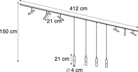 Moderný koľajnicový systém čierny so 6 bodovými svetlami a 4 závesnými svetlami čierny 1-fázový - Slimline Avery Loyce