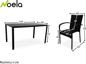 Noela Záhradný jedálenský set Viking L + 6x ratanová stolička Paris