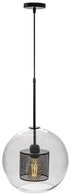 Toolight - Sklenená závesná lampa 30cm 1xE27 60W APP559-1CP, čierna, OSW-09669