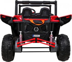 Ramiz UTV-MX batériová bugina pre deti Červená + pohon 4x4 + diaľkové ovládanie + LED zvuk + úložný priestor + EVA + pomalý štart