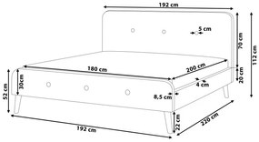 Manželská posteľ 180 cm ROME (s roštom) (tmavosivá). Vlastná spoľahlivá doprava až k Vám domov. 1007462