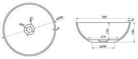 Polysan Polysan, BANERA ROUND umývadlo na dosku, liaty mramor, Ø 39 cm, biela, 14337