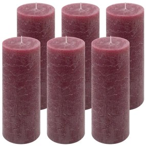 Bordó parafínová sviečka rustikálna 20 cm, 90 h, sada 6 ks