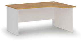 Kancelársky rohový pracovný stôl PRIMO WHITE, 1600 x 1200 mm, pravý, biela/buk