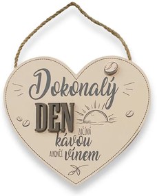 Nekupto Dekorace cedulka srdce velké Dokonalý den Kafetearie