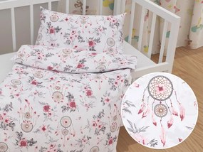 Biante Detské bavlnené posteľné obliečky do postieľky Sandra SA-179 Ružové lapače a ruže Do postieľky 90x140 a 40x60 cm