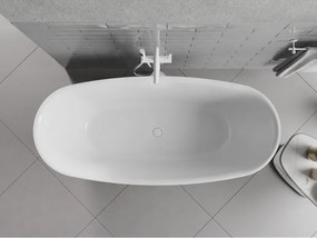 Mexen Luvo Slim, voľne stojaca vaňa 170 × 75 cm, biela lesklá, biely prepad, 52801707500-20