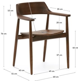 Hnedá jedálenská stolička z dubového dreva Fondes – Kave Home