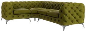 Zelená zamatová rohová pohovka (ľavý roh/do L) Chelsea – Ropez